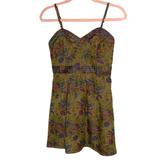 Free People Dresses | Free People Army Green Floral Mini Dress | Color: Green | Size: 4