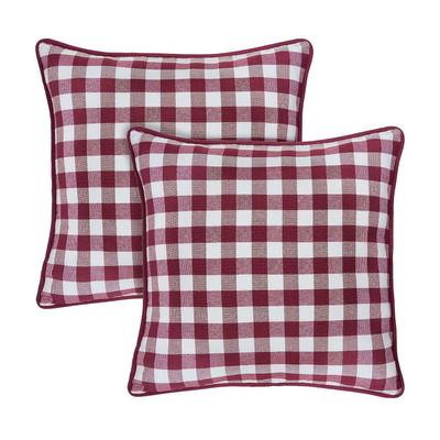 Buffalo Check Throw Pillow Covers - 18-in x 18-in - Set of Two by Achim Home Décor in Burgundy