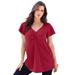 Plus Size Women's Flutter-Sleeve Sweetheart Ultimate Tee by Roaman's in Classic Red (Size 14/16) Long T-Shirt Top