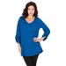 Plus Size Women's Lightweight Textured Slub Knit Boyfriend Tunic by Roaman's in Vivid Blue (Size 34/36) Long Shirt