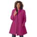 Plus Size Women's Fleece Swing Funnel-Neck Coat by Woman Within in Raspberry (Size 2X)
