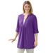 Plus Size Women's 7-Day Box-Stitched Split Neck Tunic by Woman Within in Radiant Purple (Size 42/44)