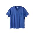 Men's Big & Tall Shrink-Less™ Lightweight V-Neck Pocket T-Shirt by KingSize in Heather Navy (Size 8XL)