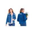 Plus Size Women's Stretch Denim Jacket by Woman Within in Medium Stonewash Floral Embroidery (Size 12 W)