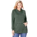 Plus Size Women's Washed Thermal Hooded Sweatshirt by Woman Within in Pine (Size 14/16)