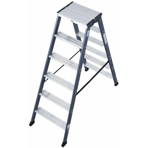 Monto Stufen-DoppelLeiter SePro d eloxiert 2×6 Stufen – Krause