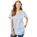 Plus Size Women's Perfect Printed Short-Sleeve Scoopneck Tee by Woman Within in White Lovely Ditsy (Size M) Shirt