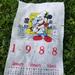 Disney Office | 1988 Mickey Mouse Fabric Kitchen Calendar Vintage Minnie Mouse Cooking Baking | Color: Red/White | Size: Os