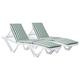 Harbour Housewares 2x Green Stripe 180cm x 50cm Sun Lounger Cushions - Replacement Outdoor Garden Patio Sunbed Chair Pad - Master Range Cushion Only