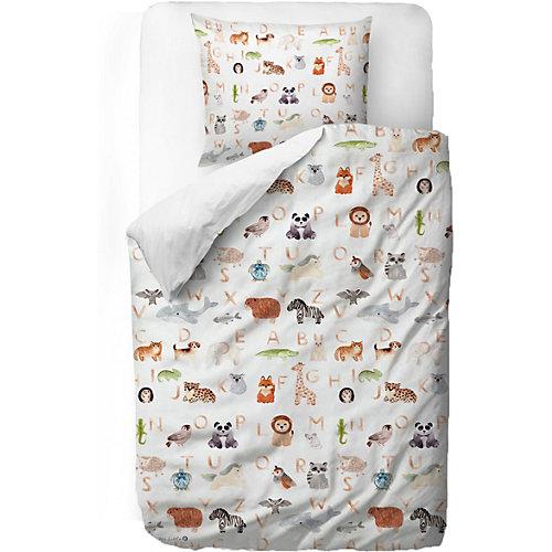 Kinderbettwäsche aus Satin, Tier ABC, 135 x 200 + 80 x 80 cm weiß Modell 1