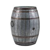 Drum Shape Metal Wine Storage Table with Removable Lid, Rustic Brown and Grey - 26 H x 21.5 W x 21.5 L Inches