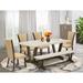 East West Furniture Dining Table Set- a Dining Table and Brown Linen Fabric Chairs with a Bench(Finish Options)