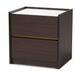 Walker Modern Dark Brown and Gold Finished Wood Nightstand With Faux Marble Top
