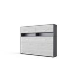 Contempo Horizontal Wall Bed with a cabinet on top and mattress 55.1 x 78.7 inch