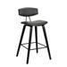 Fox 26" Counter Stool, Gray Faux Leather and Black Wood