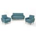Treston Mid-Century Modern Fabric Tufted Living Room Sofa Set by Christopher Knight Home