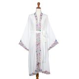 White Lilies,'Embroidered White Rayon Robe'