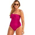 Plus Size Women's Fringe Bandeau One Piece Swimsuit by Swimsuits For All in Bright Berry (Size 12)