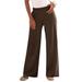Plus Size Women's Wide-Leg Soft Knit Pant by Roaman's in Chocolate (Size 4X) Pull On Elastic Waist