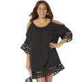 Plus Size Women's Vera Crochet Cold Shoulder Cover Up Dress by Swimsuits For All in Black (Size 22/24)
