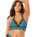 Plus Size Women's Avenger Halter Bikini Top by Swimsuits For All in Blue Ombre Lace Print (Size 16)