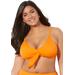Plus Size Women's Mentor Tie Front Bikini Top by Swimsuits For All in Orange (Size 14)