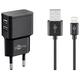 goobay 44995 USB Netzteil + Ladekabel Set / 2 Port Adapter für Steckdose 2,4 A (12W) USB-Netzteil mit Schutzelektronik/inkl. 1m Lightning Kabel/Schwarz