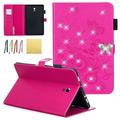 Galaxy Tab A 10.5 2018 Case Allytech Emboss Butterfly Dianmond PU Leather Cover Folio Case Stand with Cash Card Slots for Samsung Galaxy Tab A 10.5 SM-T590/T595 2018 Model Rose