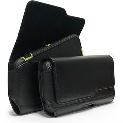 Classic Leather Belt Clip Loop Holster Pouch Sleeve Flip Phone Holder For Apple Iphone 11 PRO MAX Fit with Otterbox Defender Case/Lifeproof Case/Hybrid Armor Case/Battery Back Case On - Black