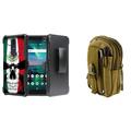 BC Armor Series Compatible with Nokia 3.1 Plus (Cricket) Case with Rugged Belt Clip Holster Stand Case Combo (Mexico Flag Skull) Travel Carrying Pack (Khaki) and Atom Cloth