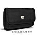 Large Horizontal Rugged Nylon Canvas Carrying Case with Metal Belt Clip & Loop For BlackBerry Key2 Devices - (Fits With Otterbox Defender Commuter LifeProof Cover On It)