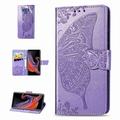 For Samsung Galaxy S10 (6.1 inch) Dteck PU Leather Case [Built-in Credit Card Slots] Magnetic Design Flip Folio Leather Cover Case with Flower Butterfly Pattern lightpurple