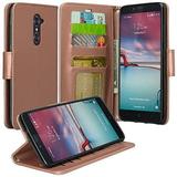 SOGA ZTE Max Duo LTE / Imperial Max / Kirk / ZTE Zmax Pro Case [Pocketbook Series] PU Leather Magnetic Flip Wallet Case for ZTE Max Duo 4G LTE / Imperial Max / Kirk - Rose Gold