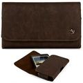 LG L15G L16C Sunrise Lucky ~ EXTRA LARGE Horizontal Leather Pouch Carrying Case Holster Belt Clip Magnetic Closure Fits - Brown