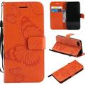 iPhone SE 2020 Case iPhone 8 Wallet Case iPhone 7 Case Dteck Embossed Big Butterfly Magnetic Flip PU Leather Folio Stand Case Cover Built-in Card Slots & Money Pocket with wrist Strap Orange