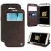 NEW BEYOND CELL BROWN INFOLIO WALLET CASE COVER WITH NOTIFICATION WINDOW AND TPU SKIN VIEWING STAND FOR SAMSUNG GALAXY S6 EDGE SM-G925 PHONE