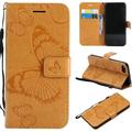 iPhone SE 2020 Case iPhone 8 Wallet Case iPhone 7 Case Dteck Embossed Big Butterfly Magnetic Flip PU Leather Folio Stand Case Cover Built-in Card Slots & Money Pocket with wrist Strap Yellow