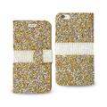 Reiko Folio Flip Rhinestone Bling Leather Wallet Case Cover for Apple iPhone 6 / 6s - Gold