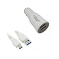 Car/DC Rubberized Charger for Microsoft Lumia 650 850 750 650 Nokia 3/ 5/ 6/ 150/ 3310 General Mobile 4G/ GM5 (Dual USB Port Data Charging Cable included) - White + MND Stylus