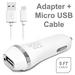 For LG K20 V / K20 Plus Micro USB Car Plug in Charger+USB Charging Power Cable White