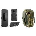 Bemz Rugged Series Bundle Compatible with Motorola Moto G7 Play with Double Layer Armor Case (Black) Travel Carrying Pack (ACU Camo) and Atom Cloth