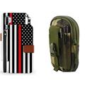 BC Infolio Series Wallet PU Leather Magnetic Flip Cover Case (Thin Red Line USA Flag) EDC Molle Travel Pouch (Jungle Camo) and Atom Cloth Compatible with Samsung Galaxy Note 10+ Plus/5G