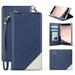 BC Synthetic PU Leather Magnetic Flip Cover Wallet Case and Atom Cloth for Samsung Galaxy J7 Aero (Verizon) - Dark Blue