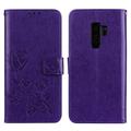 Galaxy S9+ Plus Case Allytech [Embossed Rose Series] Folding Folio Flip Case with Kickstand Card Holders Magnetic Closure Full Body Protection Cover Shell for Samsung Galaxy S9 Plus Purple