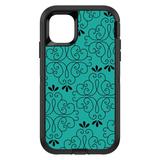 DistinctInk Custom SKIN / DECAL compatible with OtterBox Defender for iPhone 11 Pro (5.8 Screen) - Coral Blue Black Floral Pattern