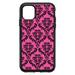 DistinctInk Custom SKIN / DECAL compatible with OtterBox Symmetry for iPhone 11 (6.1 Screen) - Pink Black Damask Pattern - Floral Damask Pattern