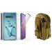 Beyond Cell Tri Max Series Compatible with Samsung Galaxy S10 with Slim Full Body Self Healing Screen Protector Case (Blue Butterfly) Travel Pouch (Khaki) and Atom Cloth