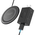 FASTPAD Qi Wireless Charger Ultra-Slim PU Leather Charging Pad with QC 3.0 Adapter for iPhone Fast Charge and Android Quick Charge - Includes 3 in 1 (USB-C Micro-USB Lightning) Cable