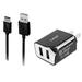 2-in-1 Type-C USB Chargers Bundle for Samsung Galaxy Book 12-inch/ 10.6-inch Galaxy Tab S3 Alcatel PLUS 12 (Black) - 2.1Ah Travel Charger Adapter (Dual Port) + USB Charging Cable