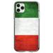 DistinctInk Clear Shockproof Hybrid Case for iPhone 11 Pro (5.8 Screen) - TPU Bumper Acrylic Back Tempered Glass Screen Protector - Italy Flag Old Weathered Red White Green - Love of Italy